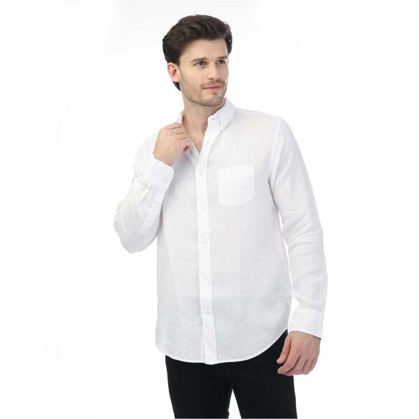 ガント メンズ トップス シャツ レギュラーフィット リネン Gant Regular Fit Linen Shirt White ホワイト