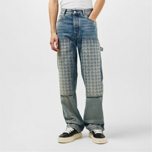 【送料無料】 アミリ メンズ デニムパンツ ボトムス Monogram-Debossed Straight Jeans Antique Indigo 【送料無料】 アミリ メンズ デニムパンツ ボトムス Monogram-Debossed Straight Jeans Antique Indigo