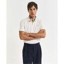 【送料無料】 ガント メンズ ポロシャツ トップス Gant Textured Polo Cream L Cream