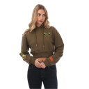 【送料無料】 ヘロンプレストン レディース パーカー・スウェット アウター Preston Racing Cropped Hoodie olive