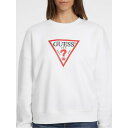 【送料無料】 ゲス レディース パーカー・スウェット アウター Triangle Icon Crew Jumper Pure White