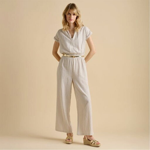 【送料無料】 ウィグル レディース ワンピース トップス Wide Leg Stripe Jumpsuit CREAM 【送料無料】 ウィグル レディース ワンピース トップス Wide Leg Stripe Jumpsuit CREAM