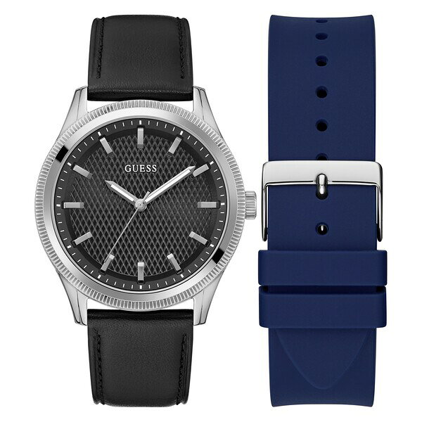 ゲス メンズ アクセサリー 腕時計 Guess Analogue Quartz Watch Black/Silver ブラック