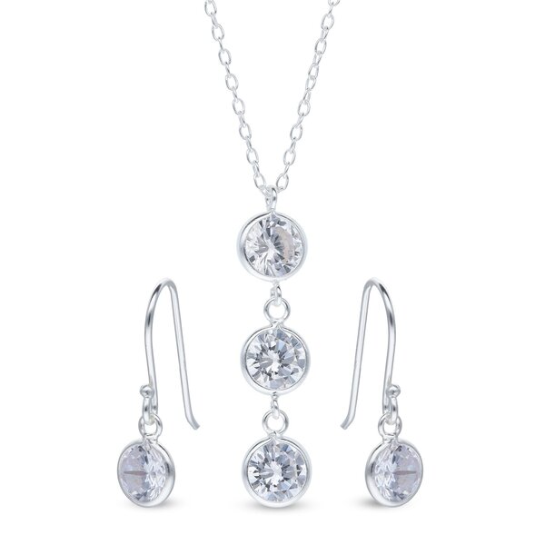 비 유 여성 액세서리 귀걸이 귀걸이 Be You Sterling Silver CZ Pendant & Earring Set Silver 실버