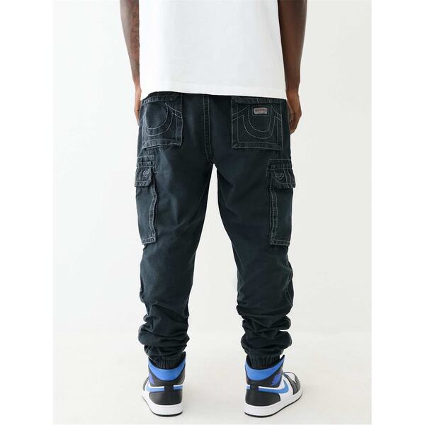 【送料無料】 トゥルーレリジョン メンズ デニムパンツ ボトムス Wshd Cargo Jgr Sn99 Jet Black