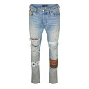 【送料無料】 アミリ メンズ デニムパンツ ボトムス Distressed Skinny Jeans Antique Indigo