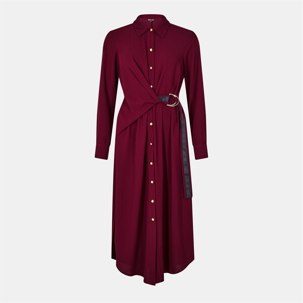 【送料無料】 ビバ レディース ワンピース トップス Tie Shirt Dress Burgundy