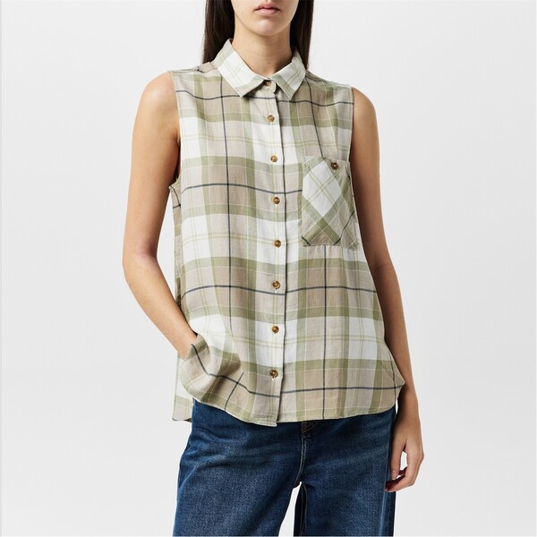 バブアー レディース トップス シャツ ノースリーブ Barbour Agnes Sleeveless Shirt Rosemary Tartan
