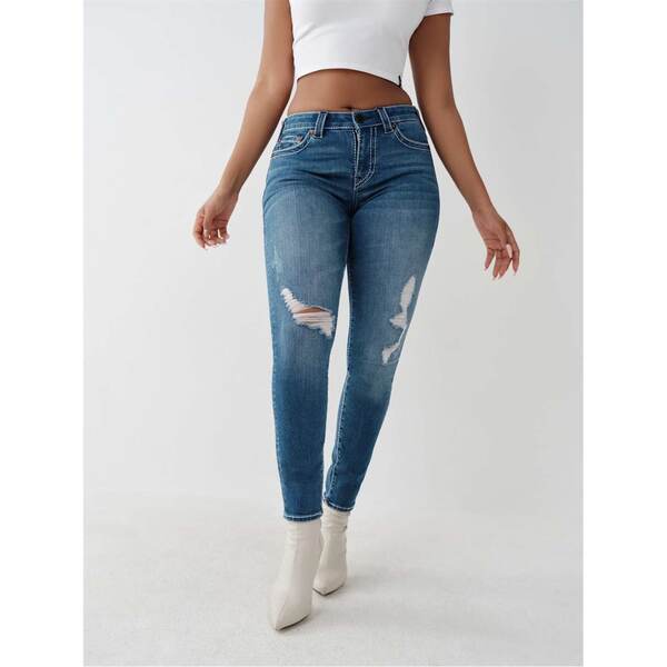 【送料無料】 トゥルーレリジョン レディース デニムパンツ ボトムス Halle Skny Bg T Ld99 Ritzy Destroyed