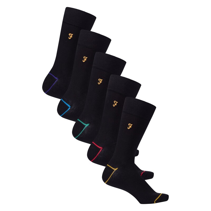 ファーラー メンズ アンダーウェア 靴下 Farah Faxom 5-pack Dress Socks A Black ブラック