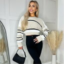 【送料無料】 アックスパリ レディース パーカー・スウェット アウター Striped Long Sleeve Cropped Jumper Stone