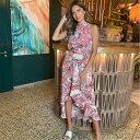 【送料無料】 アックスパリ レディース ワンピース トップス Multi Print Paisley Halter Neck Tie Waist Midi Dr...