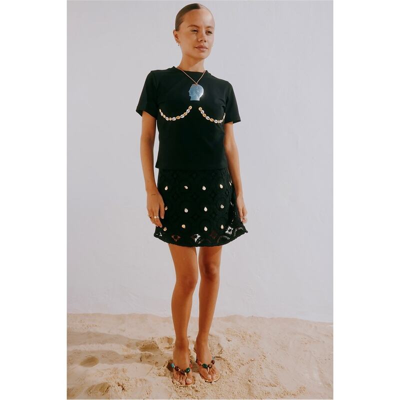 【送料無料】 ネバーフリードレスド レディース スカート ボトムス Shell Skirt Black