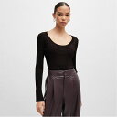 【送料無料】 ボス レディース パーカー・スウェット アウター Firama Scoop-Neck Sweater Brown