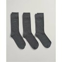 【送料無料】 ガント メンズ 靴下 アンダーウェア Soft Cotton 3 Pack Socks Charcoal(4)