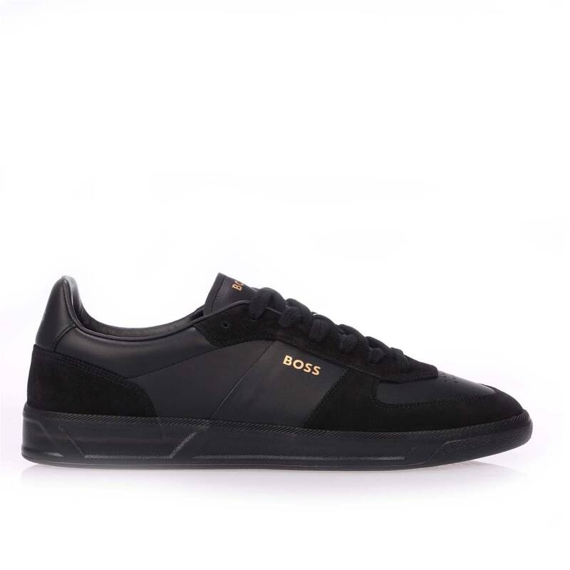 【送料無料】 フューゴ メンズ スニーカー シューズ Foil Print Branding Leather-Suede Trainers Black