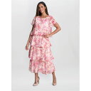 【送料無料】 ジーナバッコーニ レディース ワンピース トップス Essie Midi Length Printed Tier Dress PEACH