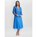 【送料無料】 ジーナバッコーニ レディース ワンピース トップス Adele Soutache Lace Jacket Chiffon Dress COBALT