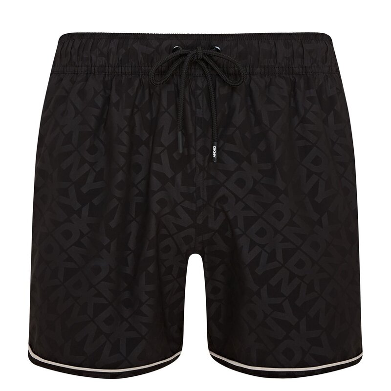 【送料無料】 ダナ キャラン ニューヨーク メンズ ハーフパンツ・ショーツ 水着 Logo Swim Short Black Print