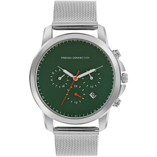 【送料無料】 フレンチコネクション メンズ 腕時計 アクセサリー Connection czar GREEN Round Analog Watch With Silver Strap for Men Green 【送料無料】 フレンチコネクション メンズ 腕時計 アクセサリー Connection czar GREEN Round Analog Watch With Silver Strap for Men Green