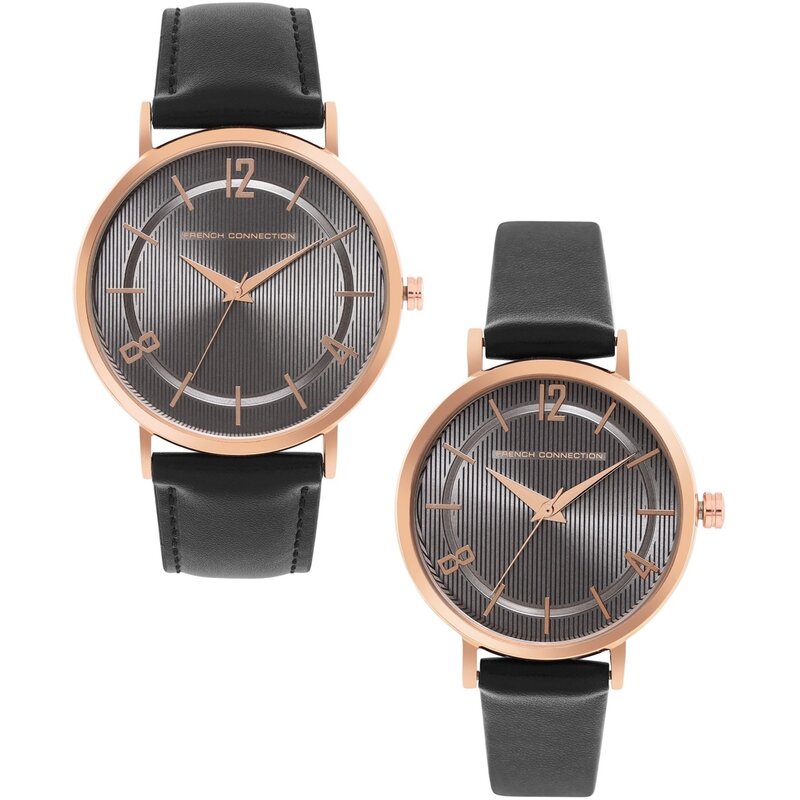 フレンチコネクション メンズ アクセサリー 腕時計 French Connection Connection Analog Black Dial Unisex (PAIR / Couple) Watch Black ブラック