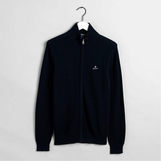 【送料無料】 ガント メンズ ニット・セーター カーディガン アウター Cotton Piqu Zipped Cardigan Navy 【送料無料】 ガント メンズ ニット・セーター カーディガン アウター Cotton Piqu Zipped Cardigan Navy