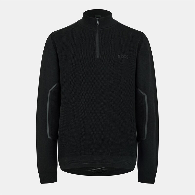 【送料無料】 ボス メンズ ニット・セーター アウター Zip-Neck Sweater Black