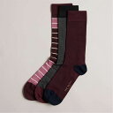 【送料無料】 テッドベーカー メンズ 靴下 アンダーウェア 3 Pack of Dudes Socks Various