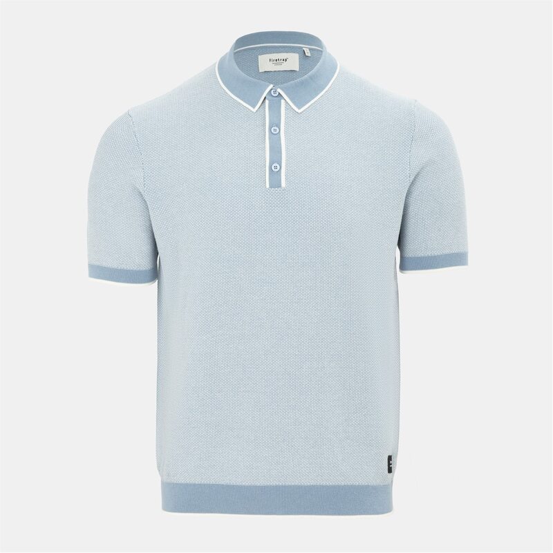 ファイヤートラップ メンズ トップス ポロシャツ リブ ニット Firetrap quarter Short Sleeve Ribbed Knit Button Polo Men Light Blue..