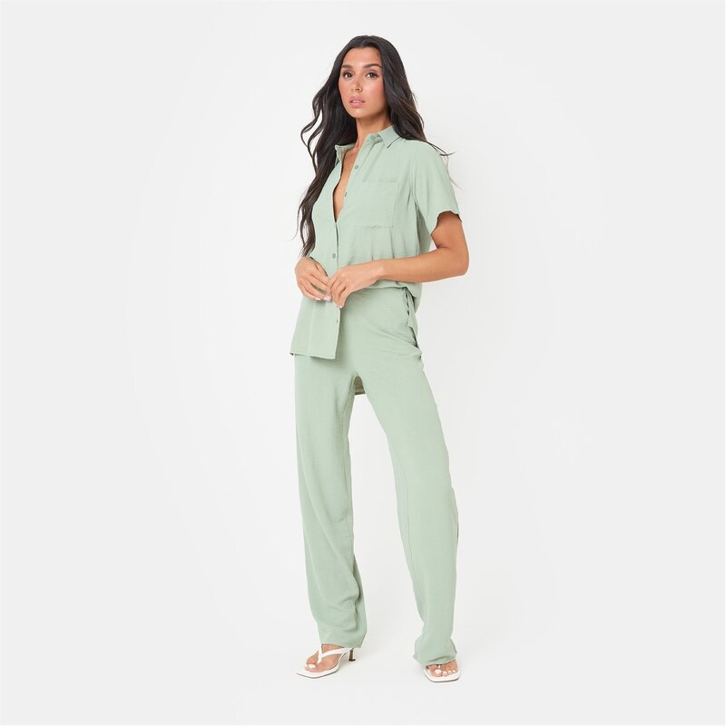 アイソウイットファースト レディース ボトムス カジュアルパンツ ワイドレッグ クレープ パンツ I Saw..