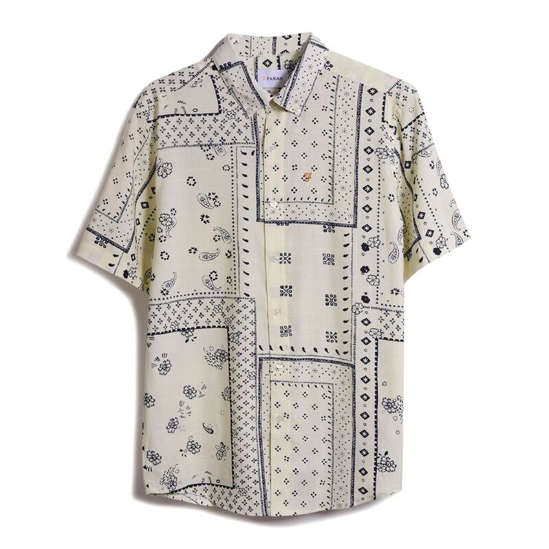 【送料無料】 ファーラー メンズ シャツ トップス Marcus Print Shirt Ecru