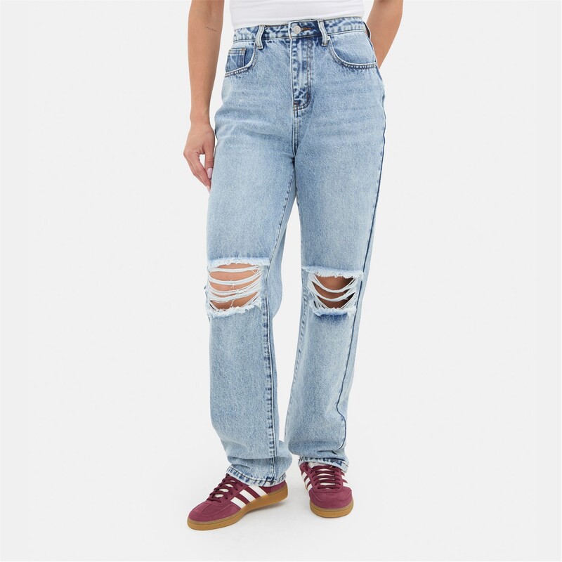 アイソウイットファースト レディース ボトムス デニムパンツ I Saw It First Ripped Mom Jean Light Blue ブルー