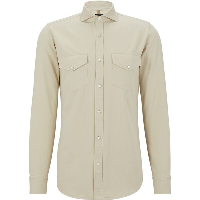 ボス メンズ トップス シャツ Boss T-Romeo T 10248438 01 Light Beige ベージュ
