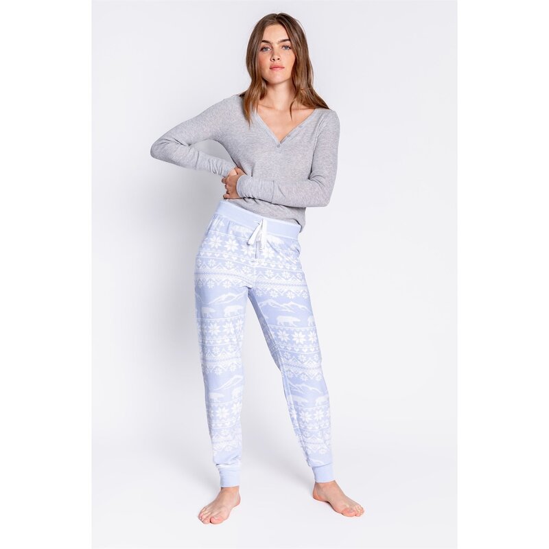 ピージェイサルベージ レディース ボトムス カジュアルパンツ PJ Salvage Salvage Snowflake Cuffed Pant Hellblau
