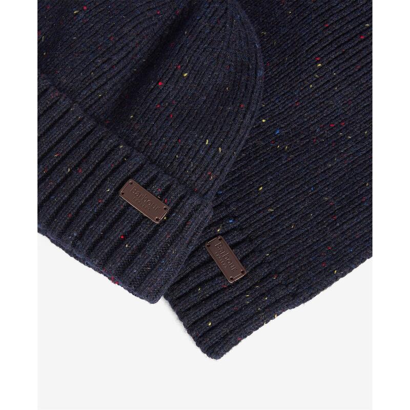 バブアー メンズ アクセサリー 帽子 Barbour Carlton Fleck Beanie & Scarf Gift Set Navy Fleck ネイ..