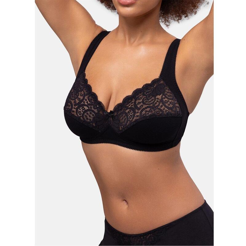 ドリーナ レディース アンダーウェア ブラジャー コットン Dorina Georgina Cotton Wireless Bra Black..