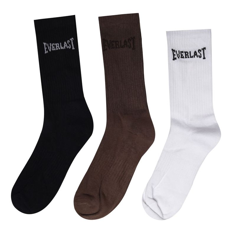  エバーラスト メンズ 靴下 アンダーウェア 3 Pack Crew Socks Mens Blk/Gry/Whi