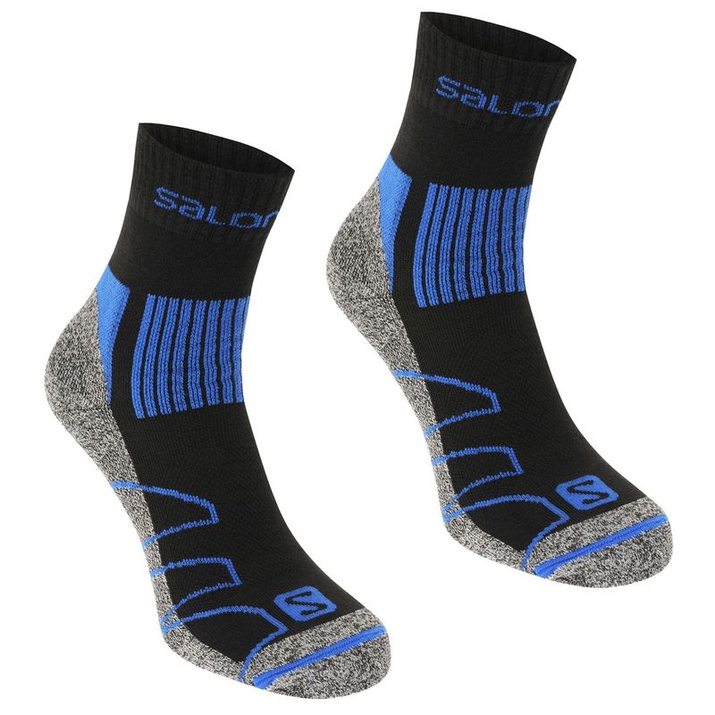 楽天ReVida 楽天市場店【送料無料】 サロモン メンズ 靴下 アンダーウェア Merino Low 2 Pack Walking Socks Mens Black/Blue