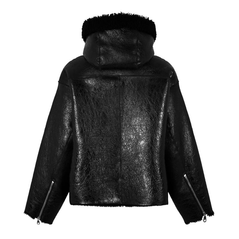 コール バクストン メンズ アウター ジャケット・ブルゾン Cole Buxton Shearling Aviator Jacket Black ブラック(4)