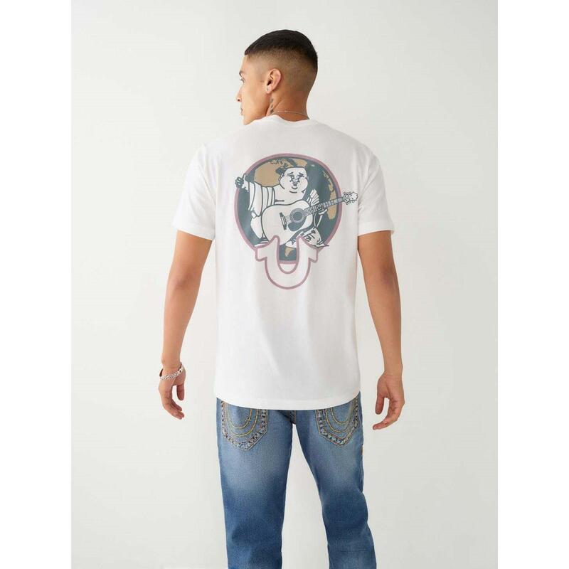 トゥルーレリジョン メンズ トップス Tシャツ レギュラーフィット プリント True Religion Buddha Prin..