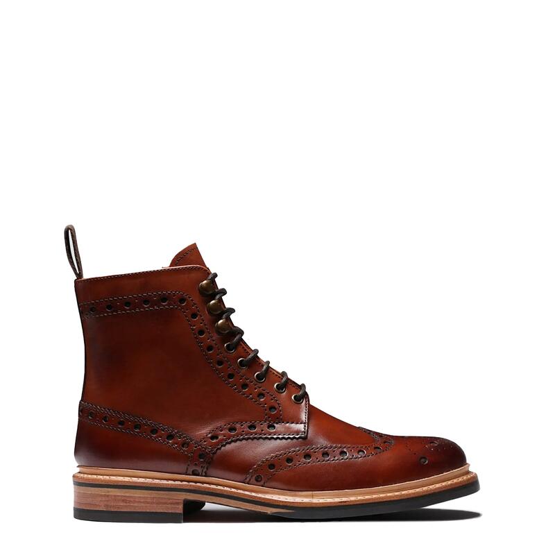 グレンソン メンズ シューズ ブーツ・レインブーツ ブローグ Grenson Fred Brogue Bootan Handpainted タン