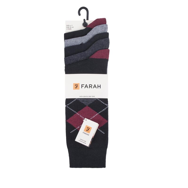 ファーラー メンズ アンダーウェア 靴下 Farah 5Pk Argyl Sock Sn00 Black/Berry ブラック(4.0)