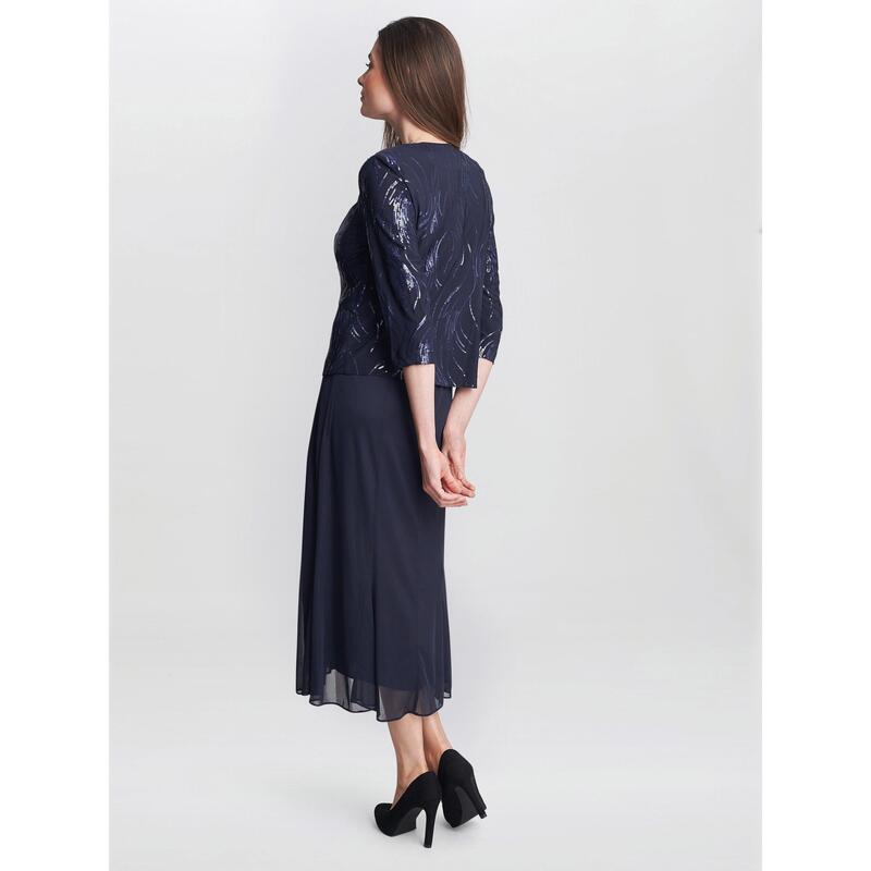 ジーナバッコーニ レディース トップス ワンピース ミディ スパンコール ジャケット Gina Bacconi Karyn Midi Firework Sequin Jacket Dresspring Navy ネイビー