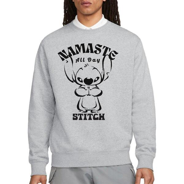 ディズニー メンズ アウター パーカー・スウェット シャツ Disney Lilo & Stitch Namaste All Day Sweatshirt Light Gre Light Grey グレー