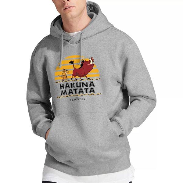 ディズニー メンズ アウター パーカー・スウェット Disney Lion King Pumbaa Timon Hakuna Matata Hoodie Athle Light Grey グレー