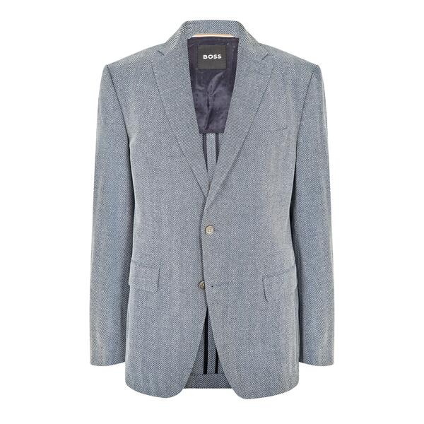 ボス メンズ アウター ジャケット・ブルゾン ブレザー Boss Men's H-Hutson-Elbow Blazer Open Blue ブルー