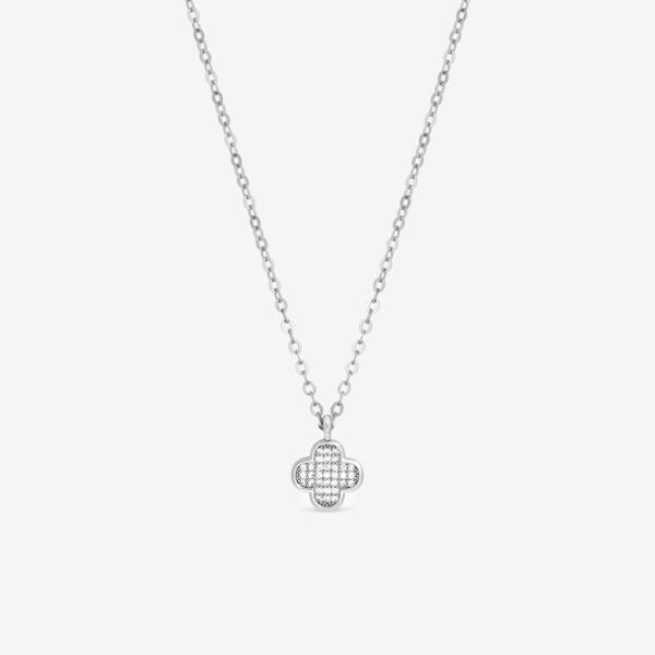 ジョンリチャード レディース アクセサリー ネックレス・チョーカー・ペンダントトップ Jon Richard Rhodium Plated Micro Pave Clover Pendant Silver シルバー