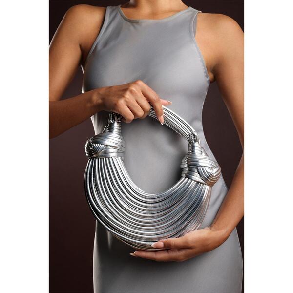 ホエアズザットフロム レディース バッグ トール Wheres That From Wheres Curved Metallic Shoulder Bag Silver シルバー