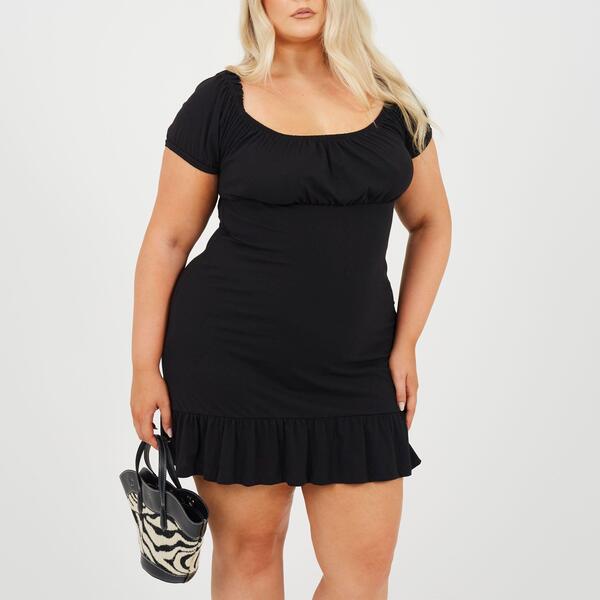 ブレーブソウル レディース トップス ワンピース プラスサイズ Brave Soul Plusize Milk Maidress with Puff Sleeve Black ブラック