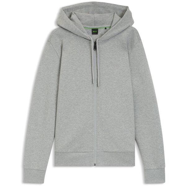 ボス メンズ アウター パーカー・スウェット Boss Mens BOSS GREEN Full-Zip Hoodie with Adjustable Drawstring Hood - Streamlinedesign Silver シルバー